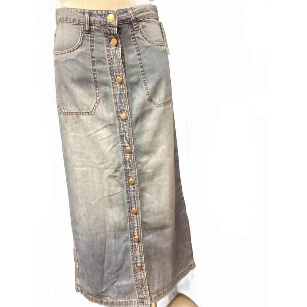 NEW KUT FROM THE KLOTH women's button up maxi skirt in soft wash